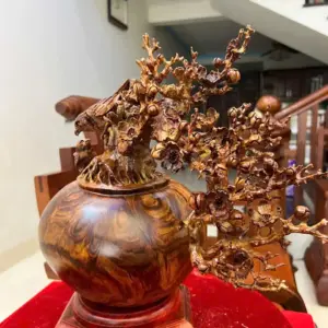 Bình Hoa Mai Gỗ Sưa Bắc Cao 27cm
