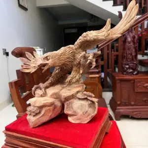 Tượng Đại Bàng Gỗ Sưa Bắc Liền Khối Mộc Đẹp Có Sơn Cao 39cm