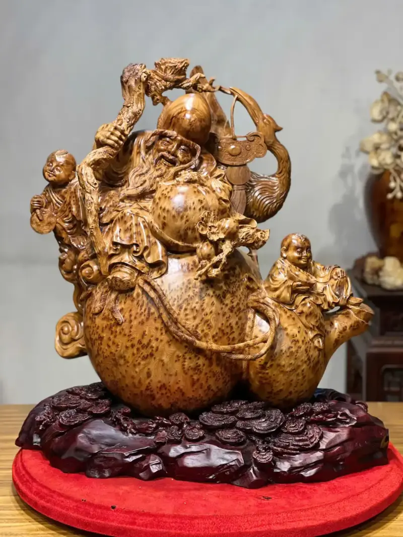 Tượng Ông Thọ Gỗ Nu Ngọc Am Cao 56cm