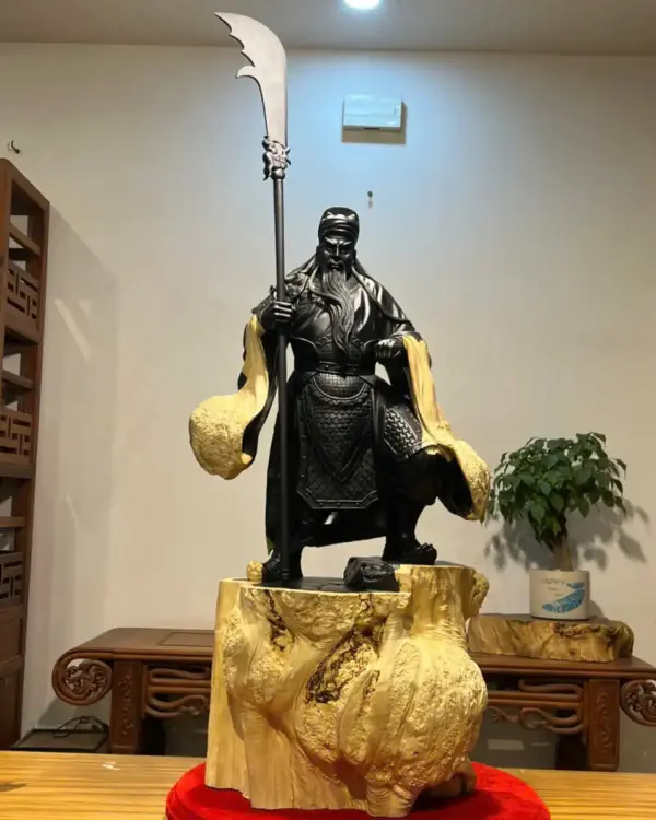 5_Quan Công Nu Mun Giá 60 Triệu Cao 106cm Ngang 42cm Sâu 25cm Tượng Quan Công Gỗ Nu Mun Cao 106cm