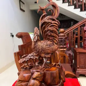 Tượng Nhất Kê Gỗ Sưa Bắc Cao 57cm