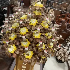 Bình Hoa Mai Vàng – Lá Gỗ Sưa, Bình Gỗ Cẩm Vàng G12