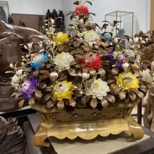 Bình Hoa Ngũ Sắc – Lá Gỗ Sưa, Bình Gỗ Cẩm Vàng G16