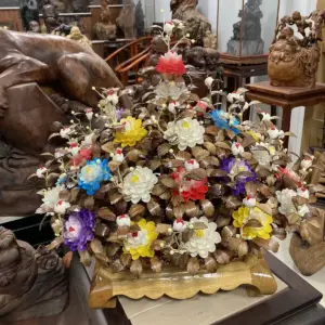 Bình Hoa Ngũ Sắc – Lá Gỗ Sưa, Bình Gỗ Cẩm Vàng G16