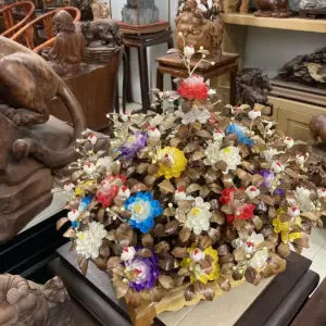 Bình Hoa Ngũ Sắc – Lá Gỗ Sưa, Bình Gỗ Cẩm Vàng G16