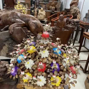 Bình Hoa Ngũ Sắc – Lá Gỗ Sưa, Bình Gỗ Cẩm Vàng G16