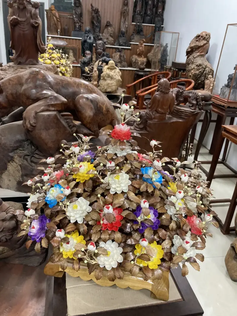 Bình Hoa Ngũ Sắc – Lá Gỗ Sưa, Bình Gỗ Cẩm Vàng G16