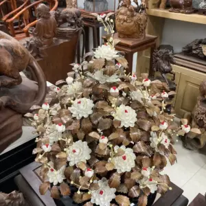 Bình Hoa Trắng Ban Mai Lá Gỗ Sưa, Bình Cẩm Tây Bắc G22