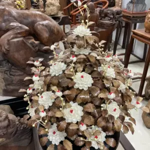 Bình Hoa Trắng Ban Mai Lá Gỗ Sưa, Bình Cẩm Tây Bắc G22