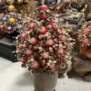 Bình Hoa Đỏ – Lá Gỗ Sưa, Bình Gỗ Mun Nam Phi G17