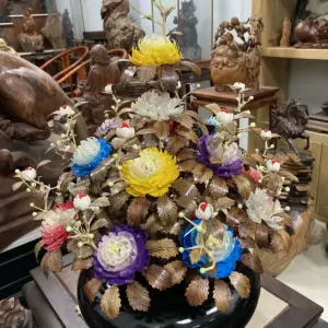 Bình Hoa Ngũ Sắc – Lá Gỗ Sưa, Bình Gỗ Cẩm Tây Bắc G18