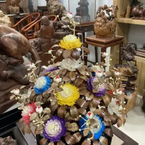 Bình Hoa Ngũ Sắc – Lá Gỗ Sưa, Bình Gỗ Cẩm Tây Bắc G18