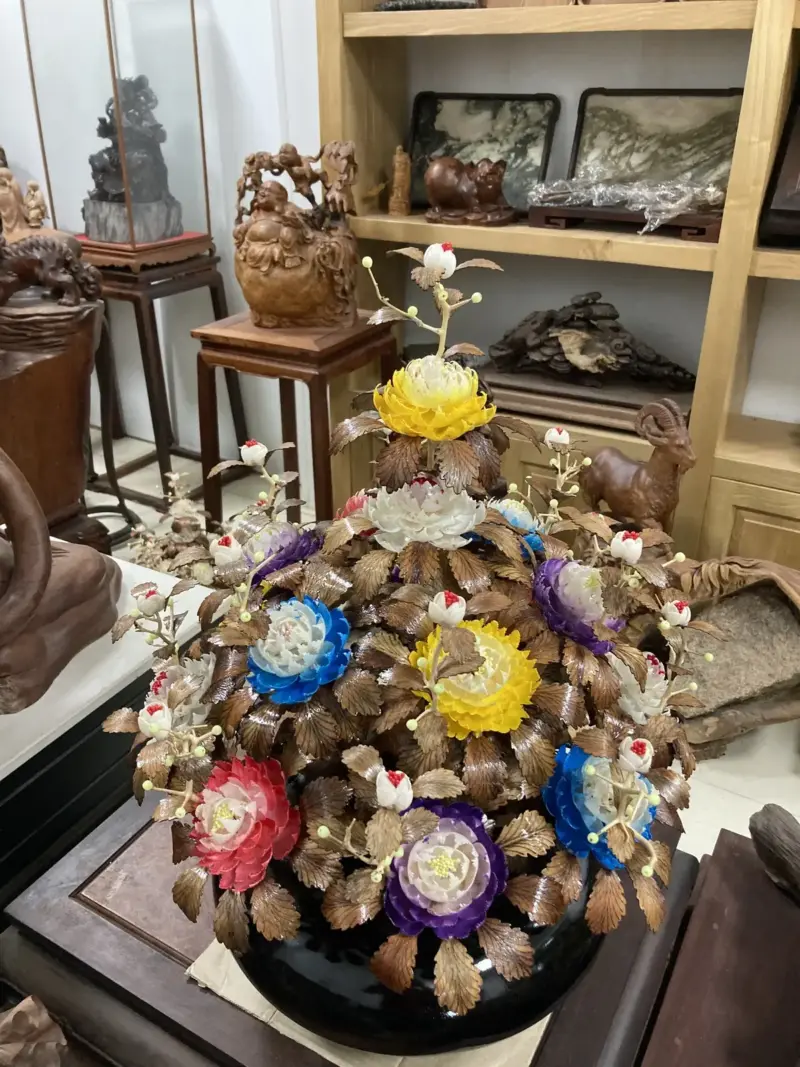 Bình Hoa Ngũ Sắc – Lá Gỗ Sưa, Bình Gỗ Cẩm Tây Bắc G18