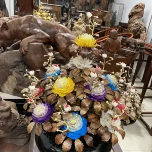 Bình Hoa Ngũ Sắc – Lá Gỗ Sưa, Bình Gỗ Cẩm Tây Bắc G18