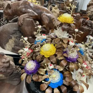 Bình Hoa Ngũ Sắc – Lá Gỗ Sưa, Bình Gỗ Cẩm Tây Bắc G18