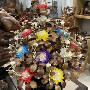 Bình Hoa Ngũ Sắc – Lá Gỗ Sưa, Bình Gỗ Cẩm Tây Bắc G19