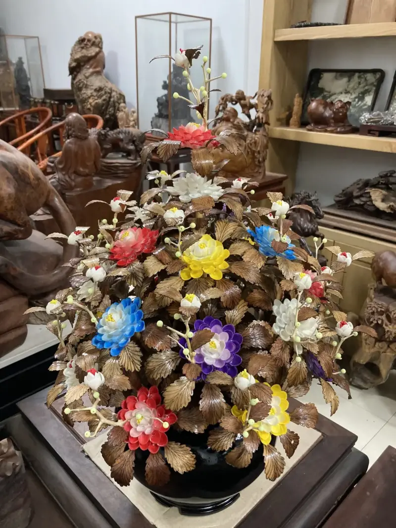 Bình Hoa Ngũ Sắc – Lá Gỗ Sưa, Bình Gỗ Cẩm Tây Bắc G19