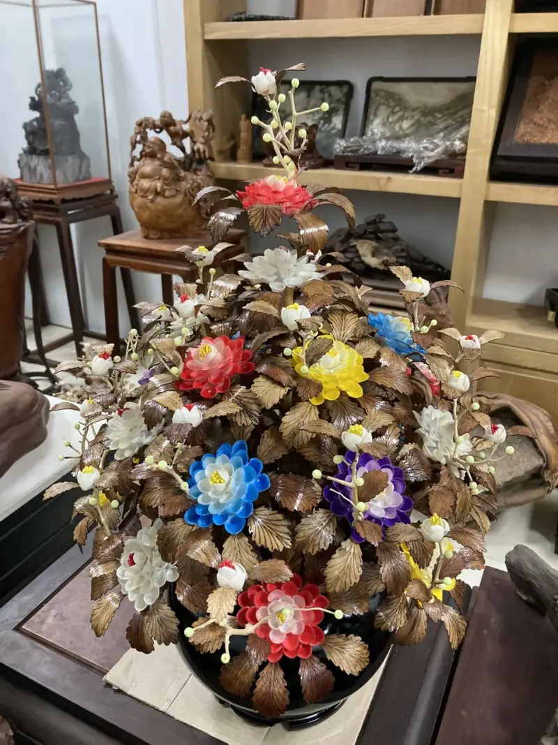 Bình Hoa Ngũ Sắc – Lá Gỗ Sưa, Bình Gỗ Cẩm Tây Bắc G19