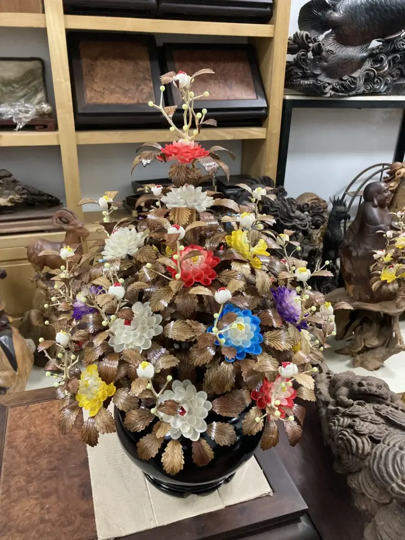 Bình Hoa Ngũ Sắc – Lá Gỗ Sưa, Bình Gỗ Cẩm Tây Bắc G19