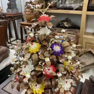 Bình Hoa Ngũ Sắc– Lá Gỗ Sưa, Bình Gỗ Hương Đá G20