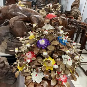 Bình Hoa Ngũ Sắc– Lá Gỗ Sưa, Bình Gỗ Hương Đá G20