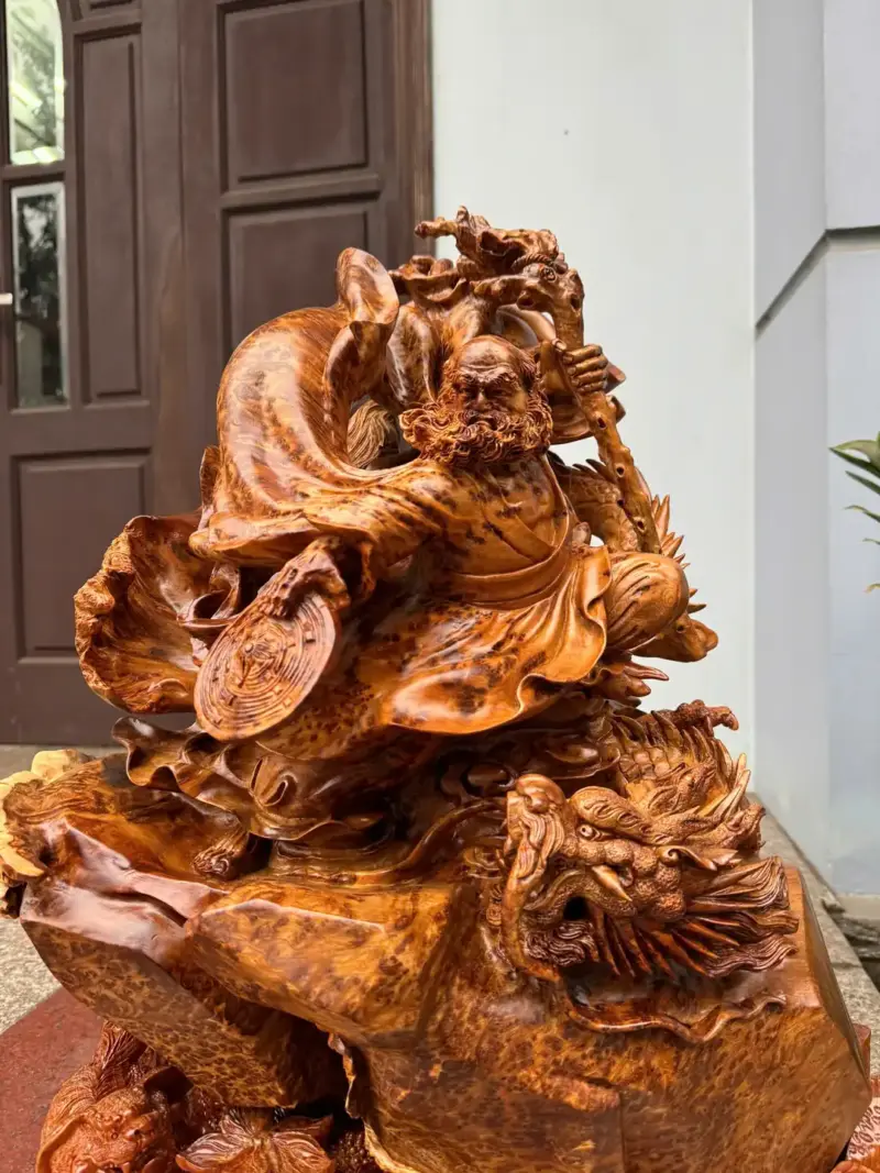 at-ma-hang-long-phuc-nghe-go-nu-ngoc-G5368-3 Tượng Đạt Ma Hàng Long Phục Nghê Gỗ Nu Ngọc Am Hàng Kỹ Đẹp NNQG Chế Tác Liền Khối G5368