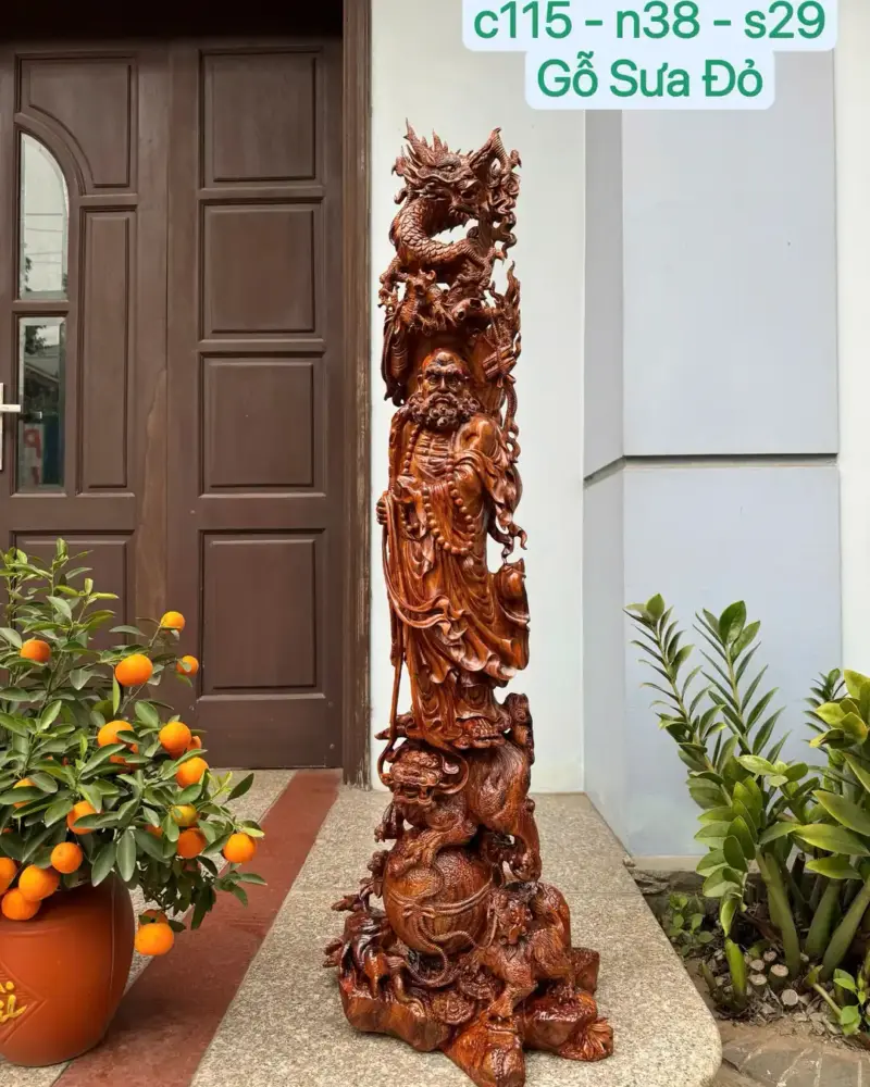 at-ma-hang-long-phuc-nghe-go-sua-bac-G5369-1 Tượng Đạt Ma Hàng Long Phục Nghê Gỗ Sưa Bắc Đỏ Hàng Kỹ Vip Nghệ Nhân Chế Tác G5369