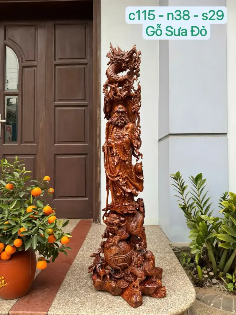 at-ma-hang-long-phuc-nghe-go-sua-bac-G5369-1 Tượng Đạt Ma Hàng Long Phục Nghê Gỗ Sưa Bắc Đỏ Hàng Kỹ Vip Nghệ Nhân Chế Tác G5369