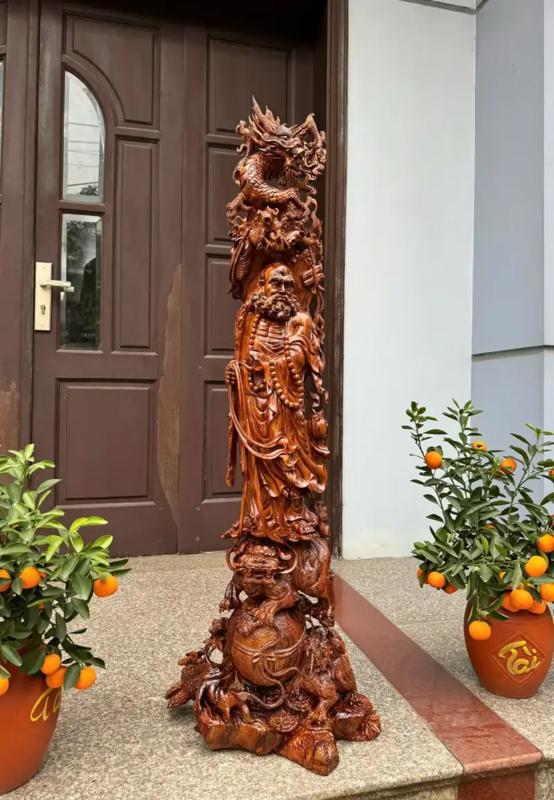 at-ma-hang-long-phuc-nghe-go-sua-bac-G5369-6 Tượng Đạt Ma Hàng Long Phục Nghê Gỗ Sưa Bắc Đỏ Hàng Kỹ Vip Nghệ Nhân Chế Tác G5369