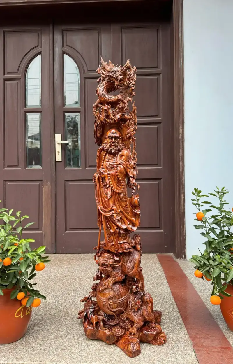 at-ma-hang-long-phuc-nghe-go-sua-bac-G5382-4 Tượng Đạt Ma Hàng Long Phục Nghê Gỗ Sưa Bắc Đỏ Hàng Kỹ Vip Nghệ Nhân Chế Tác G5382
