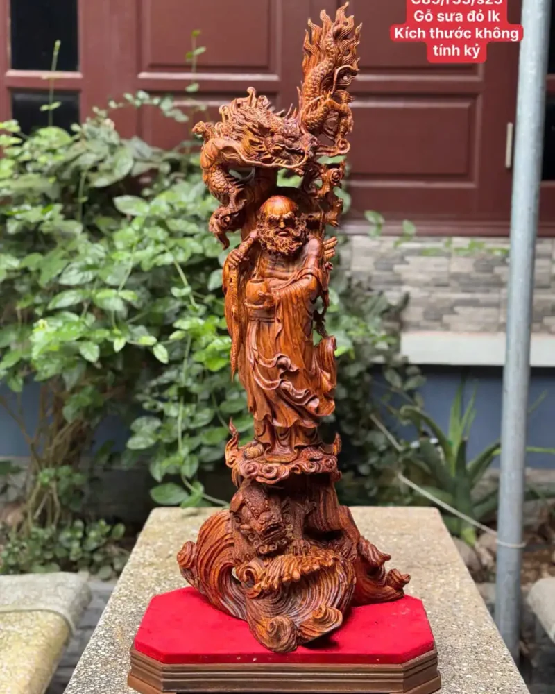 at-ma-hang-long-phuc-nghe-go-sua-bac-G5897-1 Tượng Đạt Ma Hàng Long Phục Nghê Gỗ Sưa Bắc Đỏ Liền Khối Hàng Kỹ Nét G5897