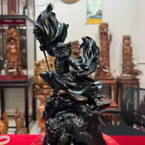 at-ma-mua-vo-thuan-nghe-go-mun-sung-G5371-1 Tượng Đạt Ma Múa Võ Thuần Nghê Gỗ Mun Sừng Hàng Đẹp Phiêu Liền Khối G5371