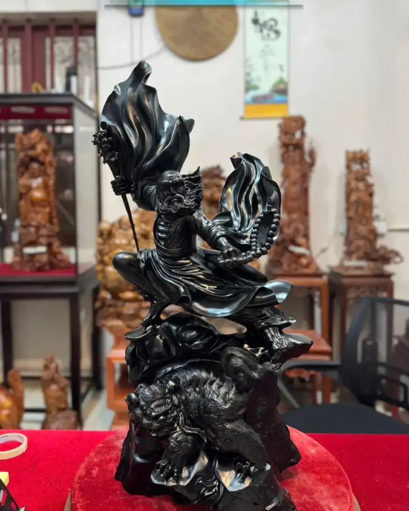 at-ma-mua-vo-thuan-nghe-go-mun-sung-G5371-1 Tượng Đạt Ma Múa Võ Thuần Nghê Gỗ Mun Sừng Hàng Đẹp Phiêu Liền Khối G5371