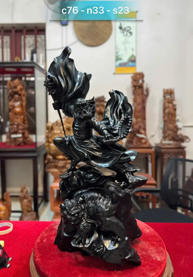at-ma-mua-vo-thuan-nghe-go-mun-sung-G5371-1 Tượng Đạt Ma Múa Võ Thuần Nghê Gỗ Mun Sừng Hàng Đẹp Phiêu Liền Khối G5371