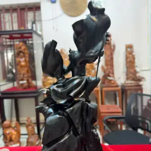 at-ma-mua-vo-thuan-nghe-go-mun-sung-G5371-2 Tượng Đạt Ma Múa Võ Thuần Nghê Gỗ Mun Sừng Hàng Đẹp Phiêu Liền Khối G5371