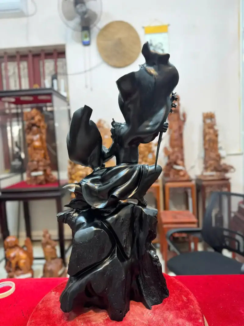 at-ma-mua-vo-thuan-nghe-go-mun-sung-G5371-2 Tượng Đạt Ma Múa Võ Thuần Nghê Gỗ Mun Sừng Hàng Đẹp Phiêu Liền Khối G5371
