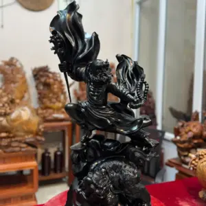at-ma-mua-vo-thuan-nghe-go-mun-sung-G5371-3 Tượng Đạt Ma Múa Võ Thuần Nghê Gỗ Mun Sừng Hàng Đẹp Phiêu Liền Khối G5371