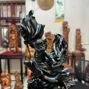 at-ma-mua-vo-thuan-nghe-go-mun-sung-G5371-5 Tượng Đạt Ma Múa Võ Thuần Nghê Gỗ Mun Sừng Hàng Đẹp Phiêu Liền Khối G5371