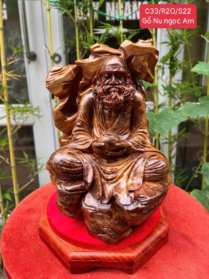 at-ma-ngoi-G5796-1 Tượng Đạt Ma Ngồi Thiền Gỗ Nu Ngọc Am Thơm Có Đốt Trầm Liền Khối G5796