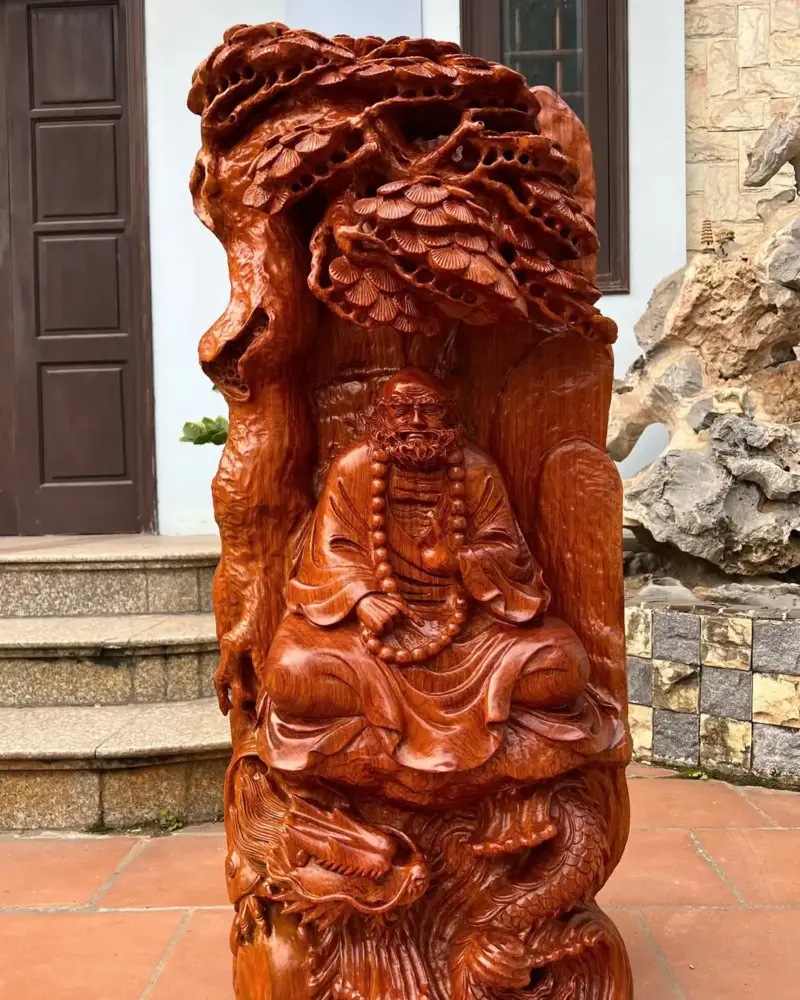 at-ma-ngoi-thien-rong-go-huong-a-G5373-1 Tượng Đạt Ma Ngồi Thiền Rồng Gỗ Hương Đá Liền Khối G5373
