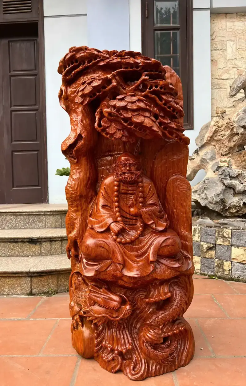 at-ma-ngoi-thien-rong-go-huong-a-G5373-1 Tượng Đạt Ma Ngồi Thiền Rồng Gỗ Hương Đá Liền Khối G5373