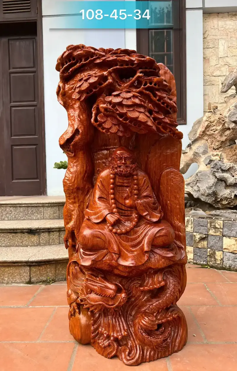 at-ma-ngoi-thien-rong-go-huong-a-G5373-2 Tượng Đạt Ma Ngồi Thiền Rồng Gỗ Hương Đá Liền Khối G5373