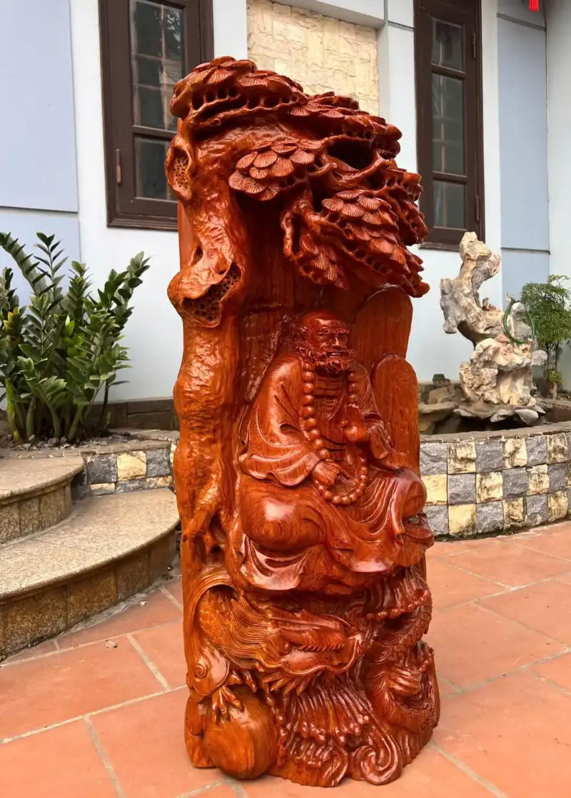 at-ma-ngoi-thien-rong-go-huong-a-G5373-3 Tượng Đạt Ma Ngồi Thiền Rồng Gỗ Hương Đá Liền Khối G5373