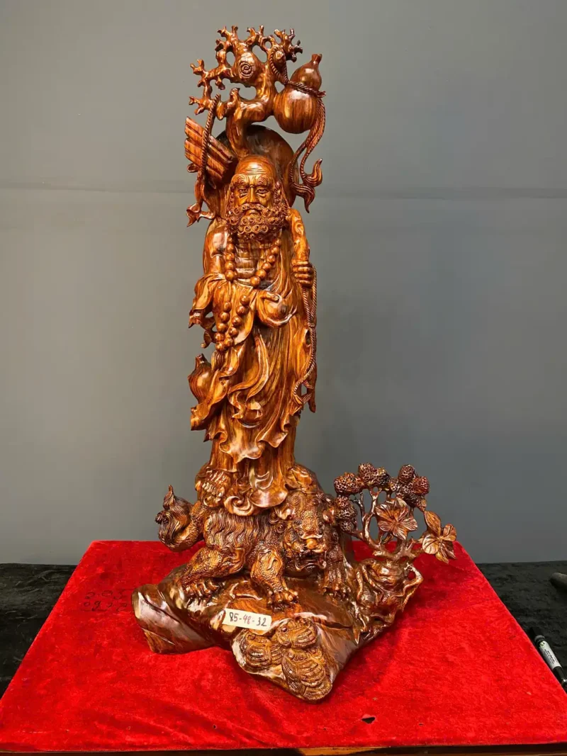 at-ma-phuc-G6436-1 Tượng Đạt Ma Phục Nghê Gỗ Sưa Đỏ Liền Khối G6436