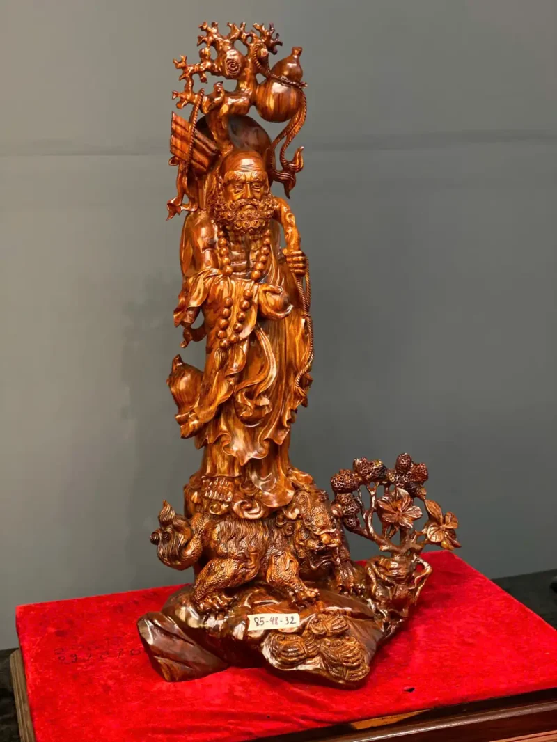 at-ma-phuc-G6436-3 Tượng Đạt Ma Phục Nghê Gỗ Sưa Đỏ Liền Khối G6436