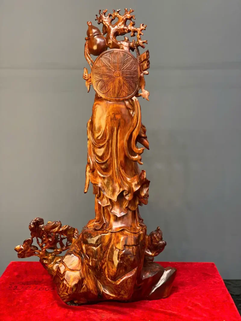 at-ma-phuc-G6436-6 Tượng Đạt Ma Phục Nghê Gỗ Sưa Đỏ Liền Khối G6436