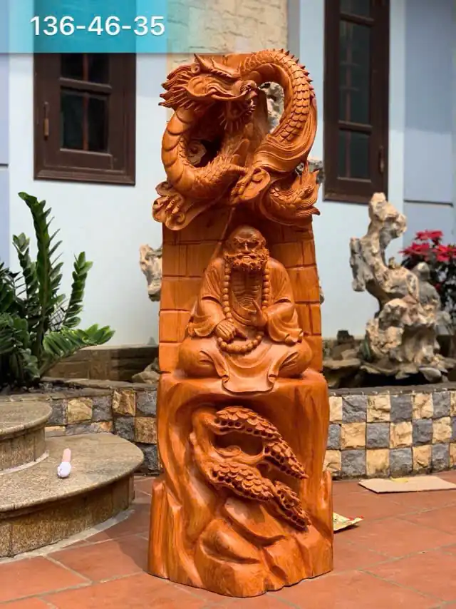 at-ma-su-G6045-4 Tượng Đạt Ma Sư Tổ Ngồi Thiền Rồng Hương Đá To Nặng Đặc Liền Khối G6045