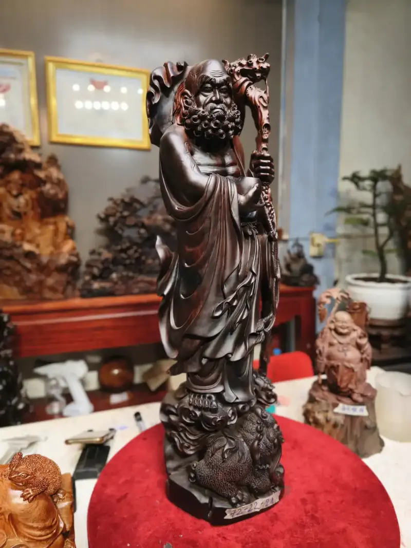 at-ma-thuan-G5724-4 Tượng Đạt Ma Thuần Nghê Gỗ Trắc Đen Liền Khối G5724
