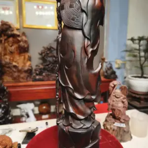 at-ma-thuan-G5724-5 Tượng Đạt Ma Thuần Nghê Gỗ Trắc Đen Liền Khối G5724