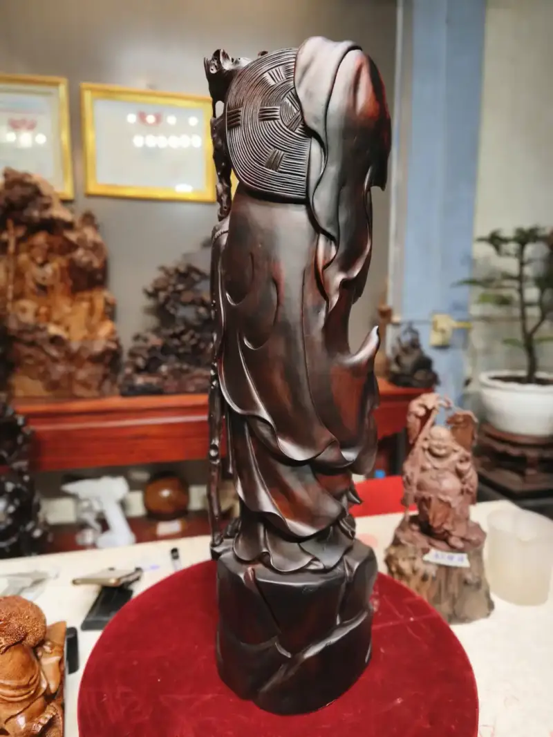 at-ma-thuan-G5724-5 Tượng Đạt Ma Thuần Nghê Gỗ Trắc Đen Liền Khối G5724